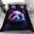 Panda portrait colorful watercolor bedding set