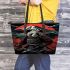 Panda samurai in front of mount fuji leather tote bag