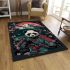 Panda samurai in front of mount fuji area rugs carpet