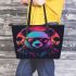 Panda wearing sunglasses and a leather jacket leather tote bag