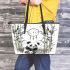 Pandas and bamboo trees and dream catcher leather tote bag