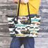 Pandas wearing colorful glasses leather tote bag