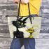 Panther and yellow grinchy smile toothless like leather tote bag