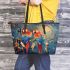 Parrots and dream catcher leather tote bag