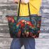 Parrots and dream catcher leather tote bag