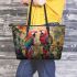 Parrots and dream catcher leather tote bag