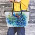 Peacock and dream catcher leather tote bag