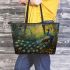 Peacock dancing and dream catcher leather tote bag