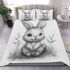 Pencil drawing of an adorable rabbit bedding set