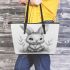 Pencil drawing of an adorable rabbit leather tote bag