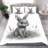 Pencil drawing of an adorable rabbit bedding set