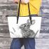 Pencil drawing of an adorable rabbit leather tote bag