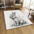 Pencil drawing of an adorable rabbit area rugs carpet