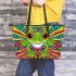 Peppy frog cute cartoon style bright colors leaather tote bag