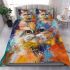 Persian cat in abstract artworks bedding set