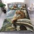 Persian cat in medieval castle turrets bedding set