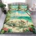 Persian cat in tropical paradise islands bedding set