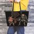 Pig and skeleton king dancing and dream catcher leather tote bag