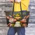 Pigs and pinky grinchy smile toothless like leather tote bag