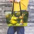 Pigs and yellow grinchy smile toothless like rabbit leather tote bag