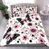 Pink and black butterfly pattern with flowers and stars bedding set