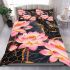 Pink and gold lotus flowers with honeycomb bedding set