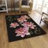 Pink and gold lotus flowers with honeycomb area rugs carpet