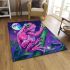 Pink and green frog on the edge of bamboo area rugs carpet