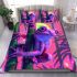 Pink and green neon tree frog on bamboo bedding set