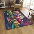 Pink and green tree frog on the edge area rugs carpet