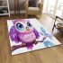 Pink owl on a pure white background with cute big eyes area rugs carpet