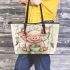 Pink pig and coffee and dream catcher leather tote bag