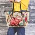 Pink pig and coffee and dream catcher leather tote bag