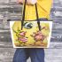 Pinky pigs and yellow grinchy smile toothless like rabbit leather tote bag