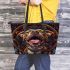 Pitbul smile with dream catcher leather tote bag