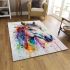 Plants in the head of horse watercolor painting area rugs carpet