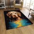 Playful dog enjoying pool time area rugs carpet