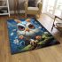 Playful striped owl in sky area rugs carpet