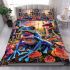 Psychedelic colorful frog on the forest floor bedding set