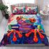 Psychedelic cute frog colorful vibrant trippy oil painting bedding set