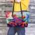 Psychedelic cute frog colorful vibrant trippy oil painting leaather tote bag
