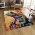 Psychedelic cute frog colorful vibrant trippy oil painting area rugs carpet