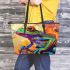 Psychedelic cute frog colorful vibrant trippy oil painting leaather tote bag