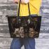 Puddle dogs and dream catcher leather tote bag