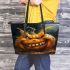 pumpkin grinchy smile and birdsshow 3D Leather Tote Bag