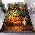 Pumpkin grinchy smile and cats show 3d bedding set