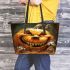 pumpkin grinchy smile and dogs show 3D Leather Tote Bag