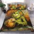 Pumpkin grinchy smile and eat bread show bedding set