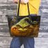pumpkin grinchy smile and eat bread show Leather Tote Bag