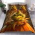 Pumpkin grinchy smile and panther show 3d bedding set